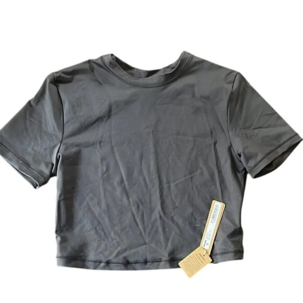 NWT Skims 2X Swim T-Shirt Black Onyx Short Sleeve Crop Top